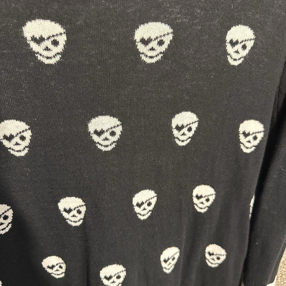 Wet Seal Sweater Womens LargeSkull Knit Cardigan Long Sleeve Gothic Punk - Picture 3 of 4